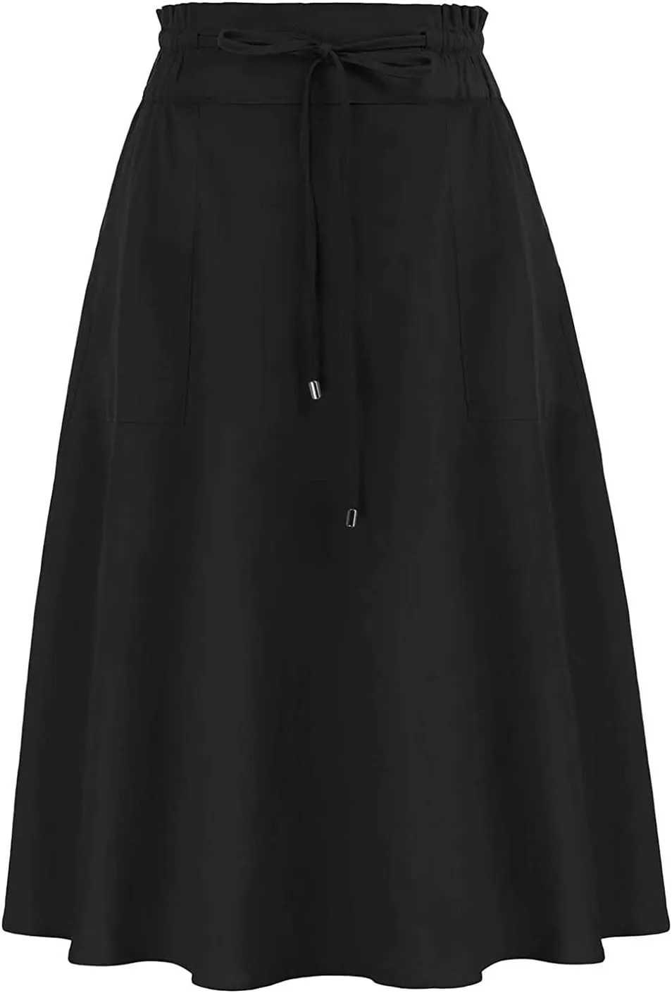 A Line Skirt for Women Solid Lightweight Drawstring High Elastic Waist Knee Length Summer Skirts 2025 Trendy Clothes