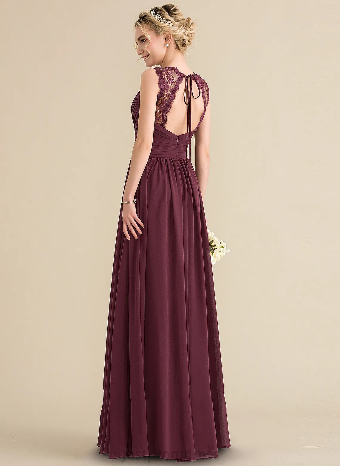 A-Line V-neck Length Ruffle Bow(s) Silhouette Neckline Fabric Floor-Length Embellishment Rosie Halter Bridesmaid Dresses