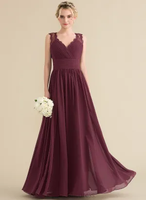 A-Line V-neck Length Ruffle Bow(s) Silhouette Neckline Fabric Floor-Length Embellishment Rosie Halter Bridesmaid Dresses