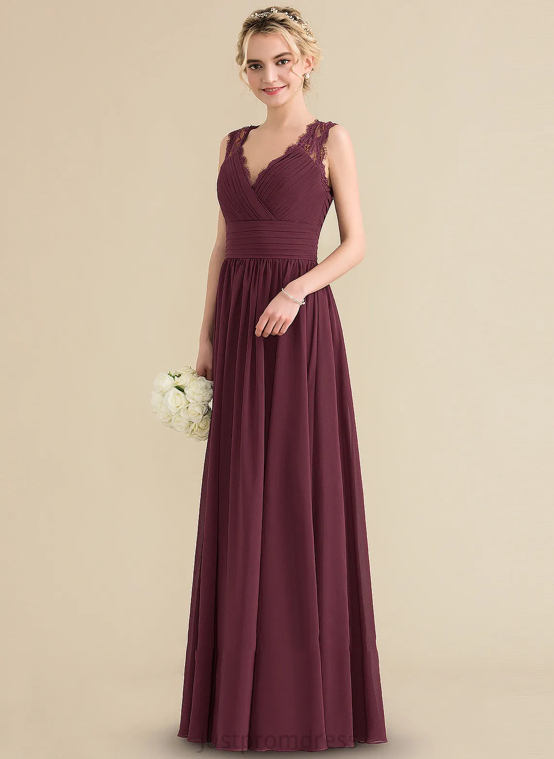 A-Line V-neck Length Ruffle Bow(s) Silhouette Neckline Fabric Floor-Length Embellishment Rosie Halter Bridesmaid Dresses