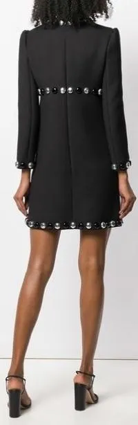 A-line Wool Studded Dress - Black or White