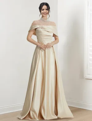 A-Line/Princess  High Neck Floor-length Prom Dresses Evening Dresses