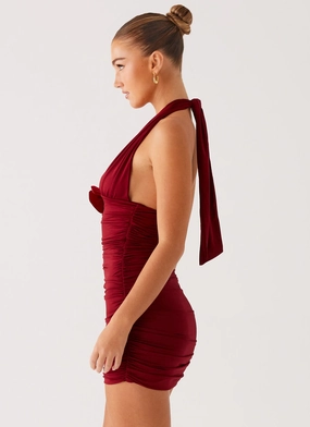 Abelia Halter Mini Dress - Maroon Abelia Halter Mini Dress - Maroon