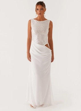 Above Ground Sequin Maxi Dress - White Above Ground Sequin Maxi Dress - White