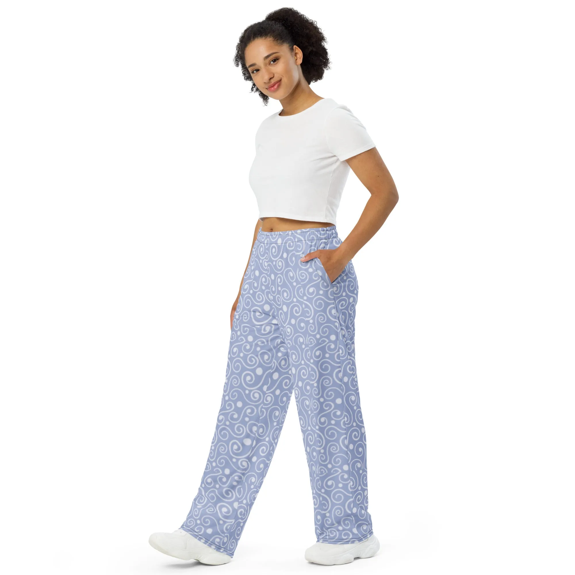 Abstract All-over print unisex wide-leg pants