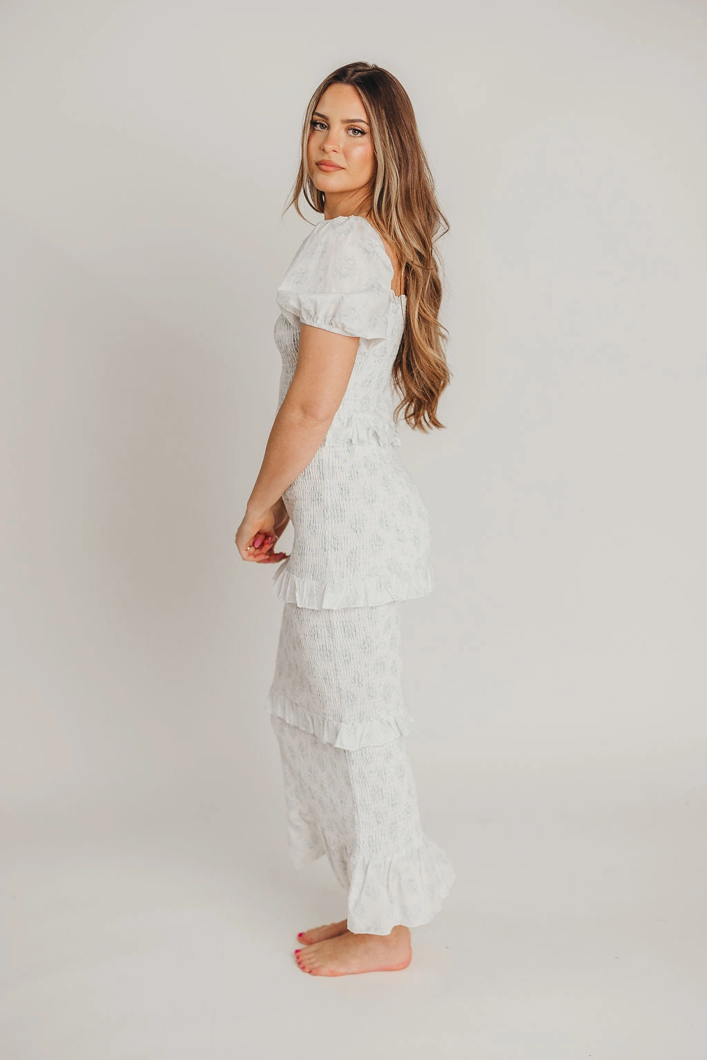 Ada Smocked Dress in Blue Floral- Bump Friendly & Inclusive Sizing (S-3XL) *Final-Sale*