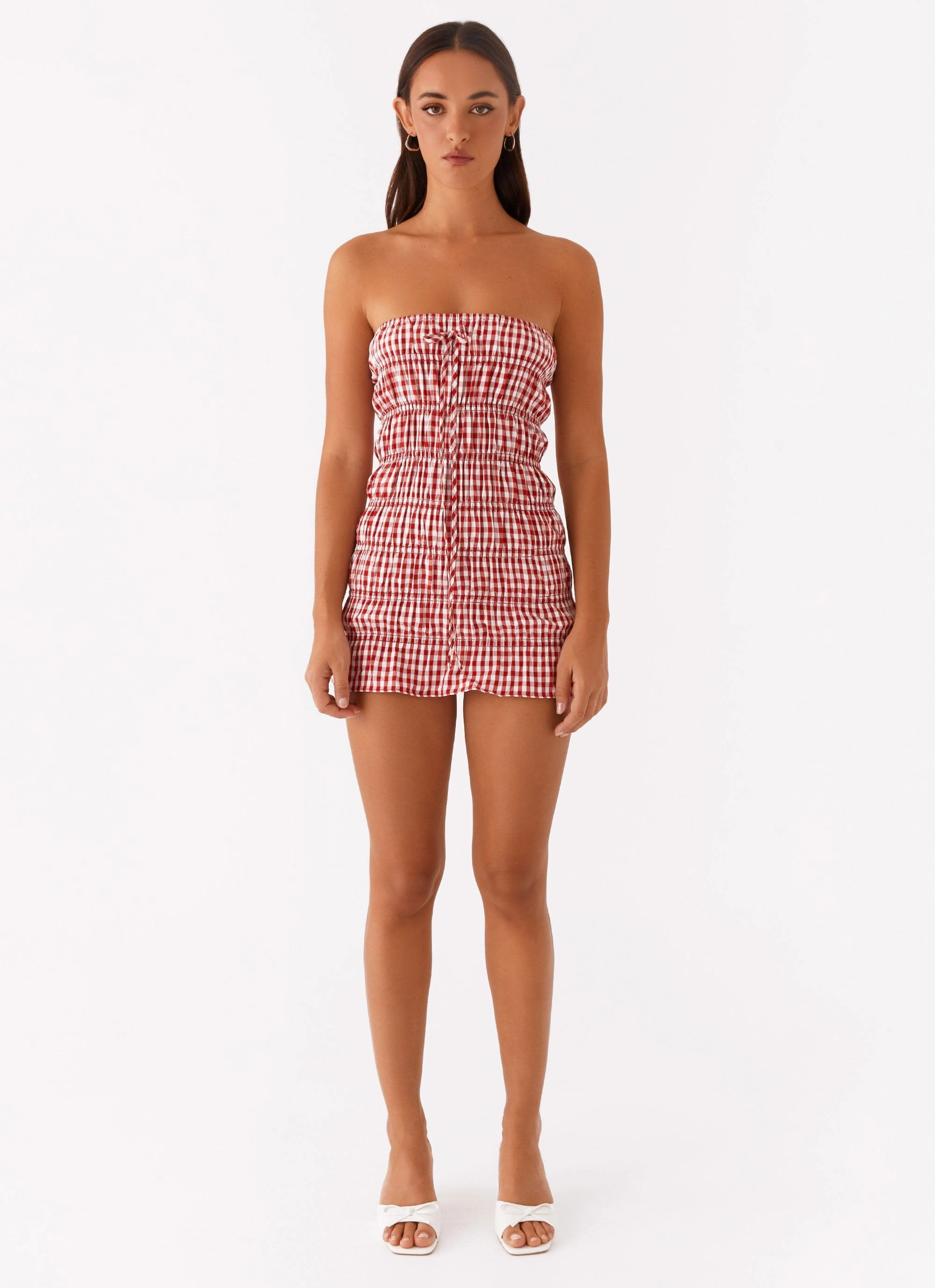 Adele Mini Dress - Red Gingham