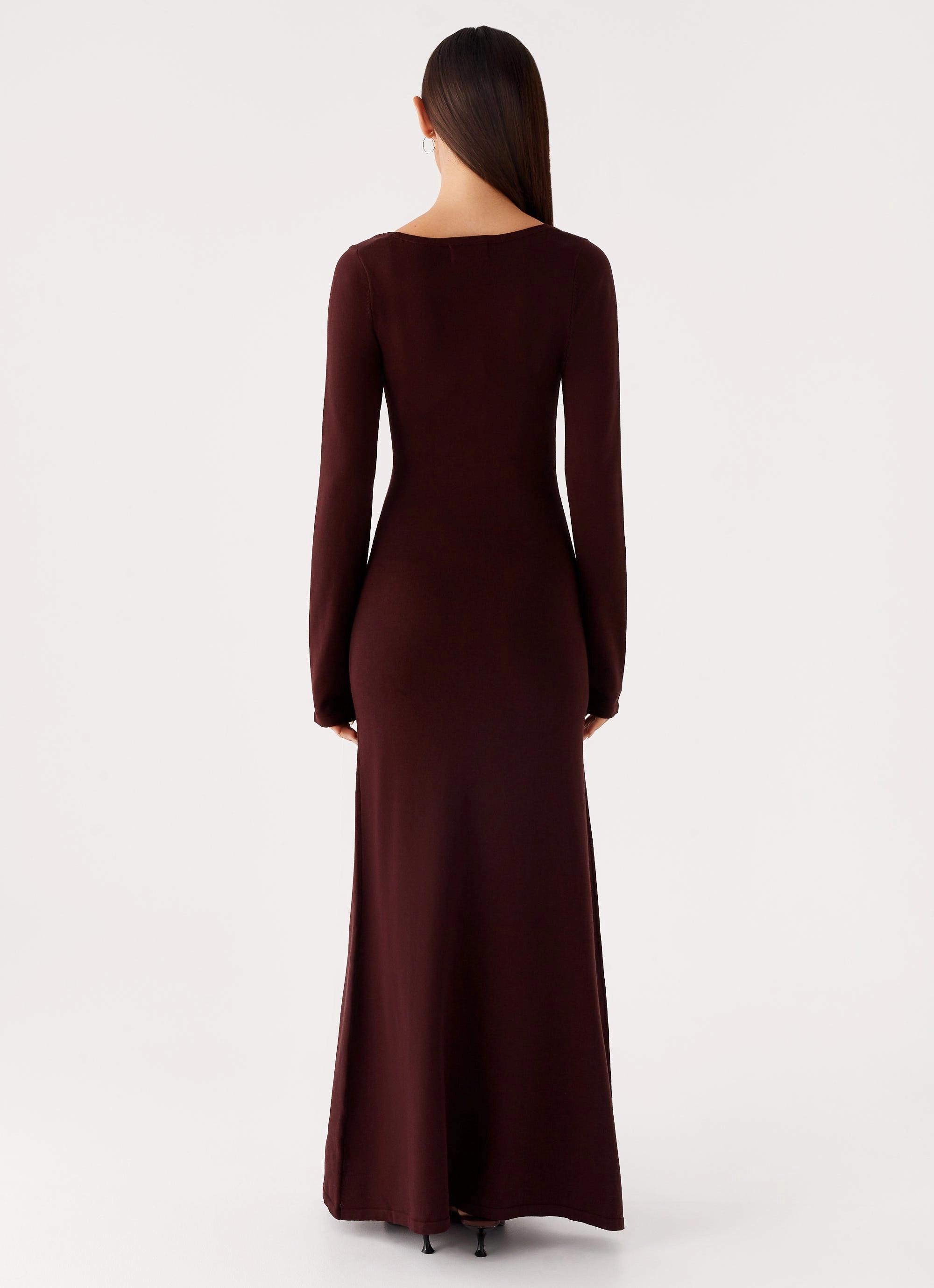 Adora Long Sleeve Knit Maxi Dress - Chocolate
