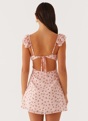 Adrina Ruffle Mini Dress - Pink Flower Adrina Ruffle Mini Dress - Pink Flower