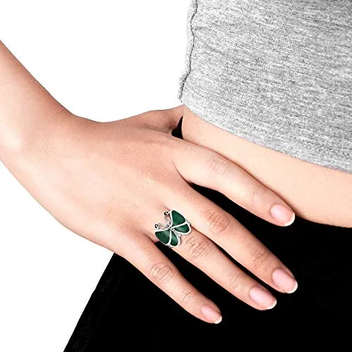 AeraVida Big Green Malachite Butterfly .925 Sterling Silver Ring (7)