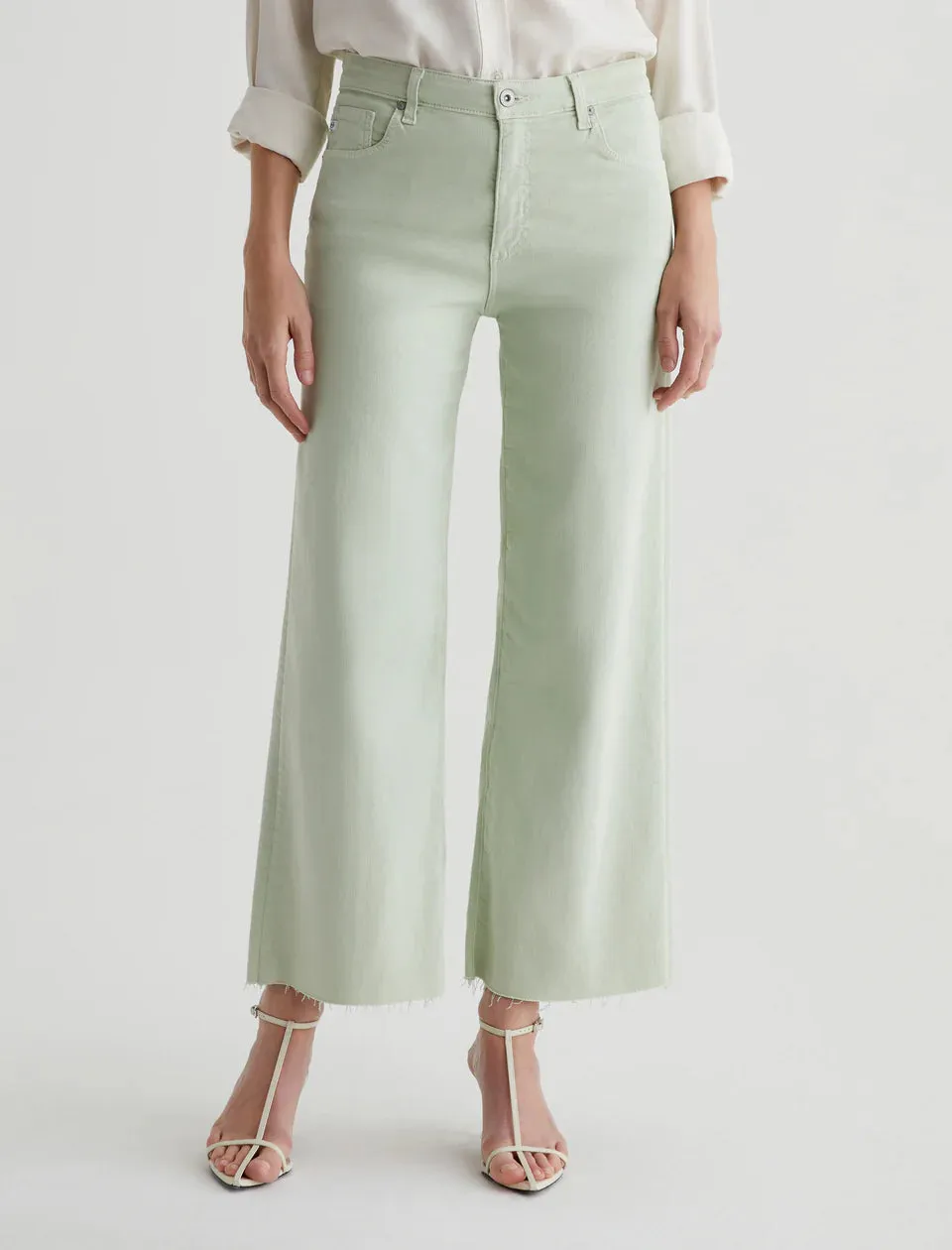 AG Saige Wide Leg Crop Jeans - Pistachio