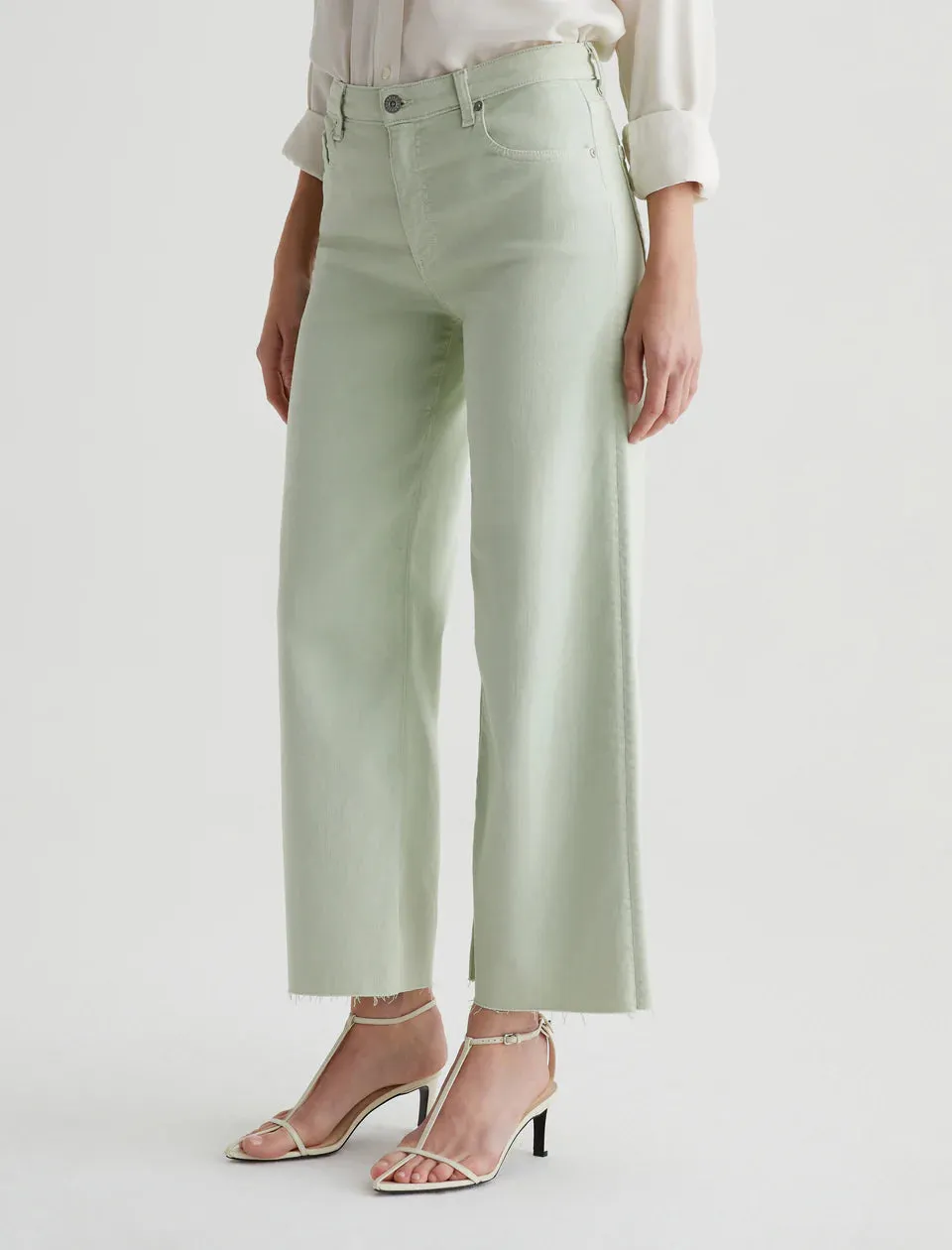 AG Saige Wide Leg Crop Jeans - Pistachio