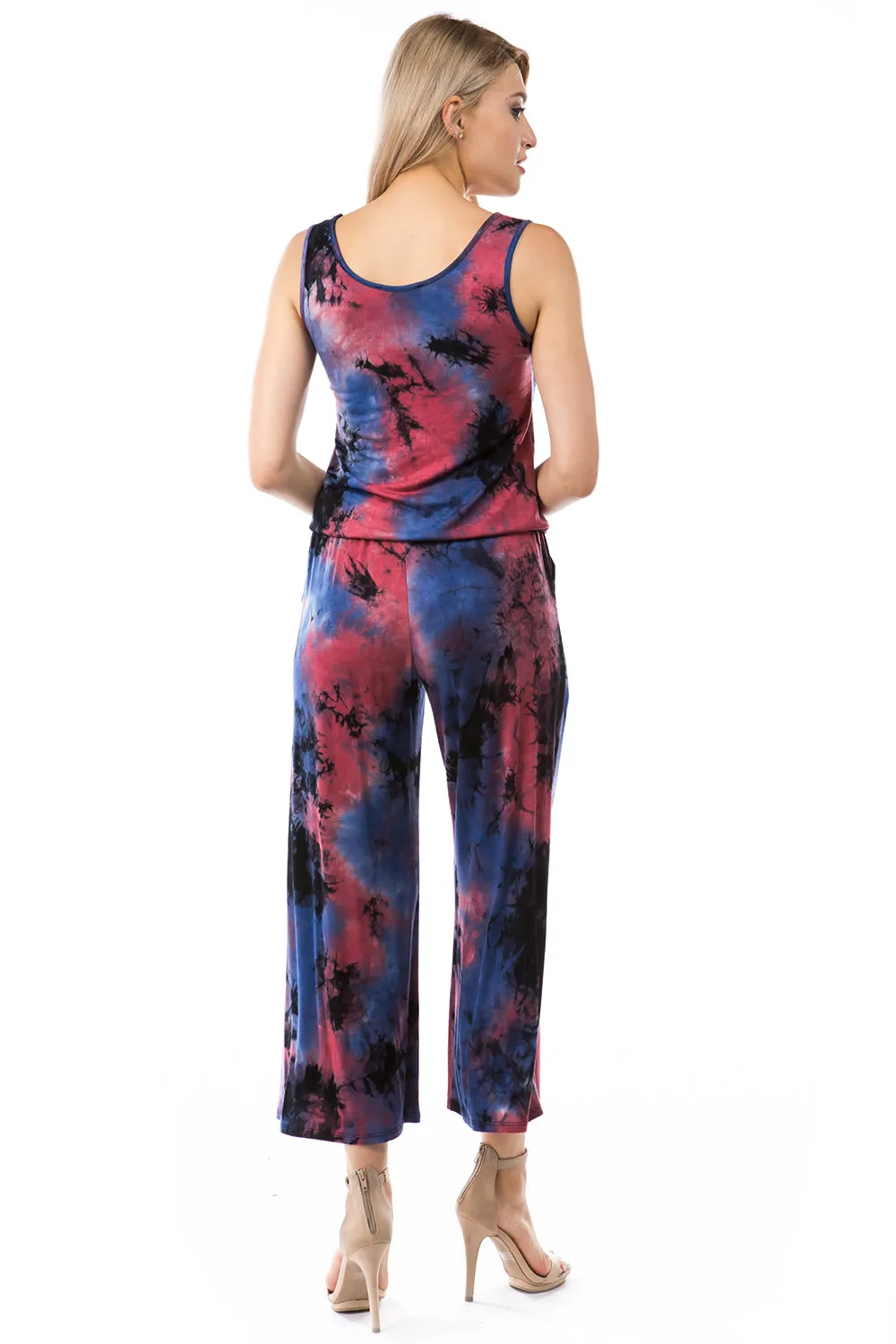 AGNES CAPRI JUMPSUITS (NAVY TIE DYE)- VD2764