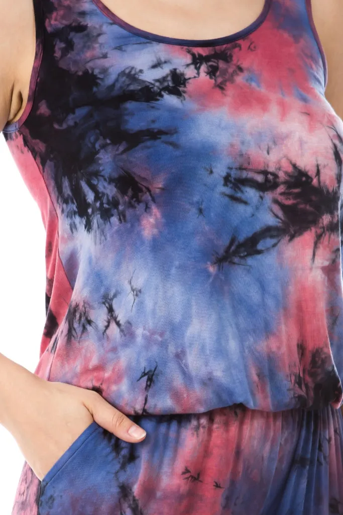 AGNES CAPRI JUMPSUITS (NAVY TIE DYE)- VD2764