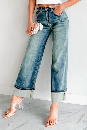 Aiden Special A High Rise Dirty Wash Wide Leg Jeans (Dark) Aiden Special A High Rise Dirty Wash Wide Leg Jeans (Dark)