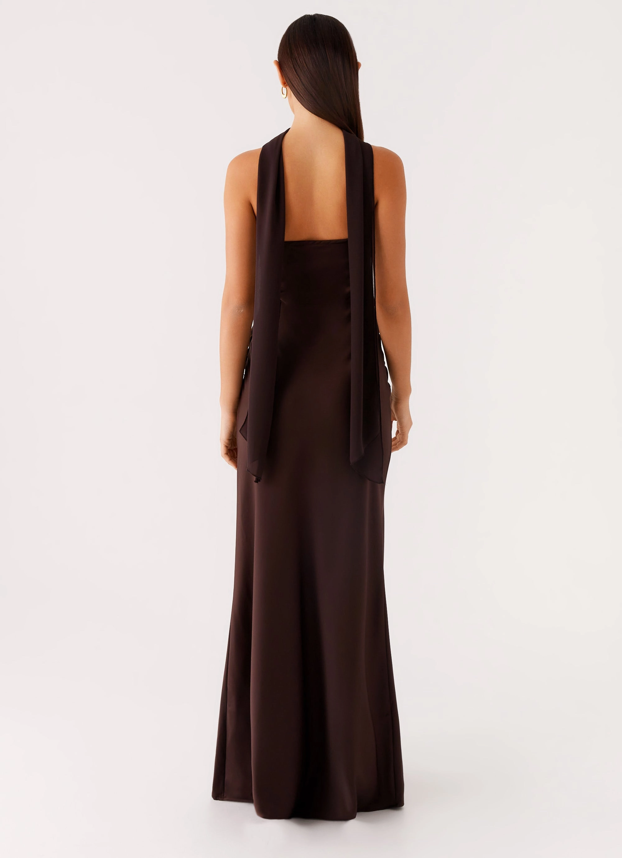 Alaine Scarf Maxi Dress - Dark Chocolate