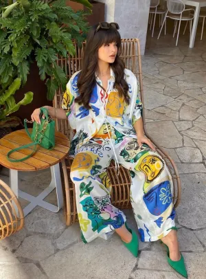 Alemais Soleil SIlk Shirt and Pant Set Print Size AU 14