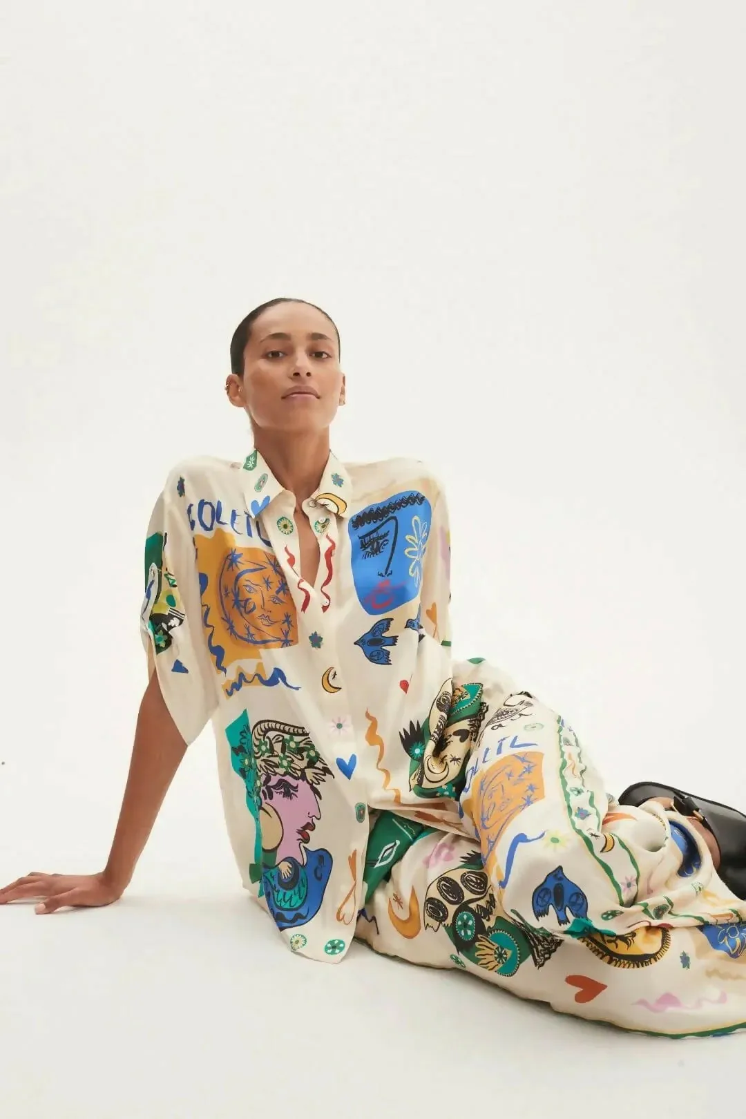 Alemais Soleil SIlk Shirt and Pant Set Print Size AU 14