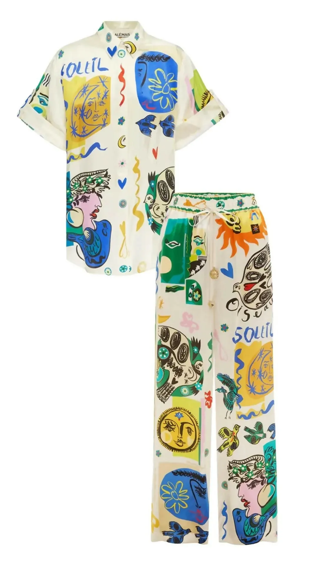 Alemais Soleil SIlk Shirt and Pant Set Print Size AU 14