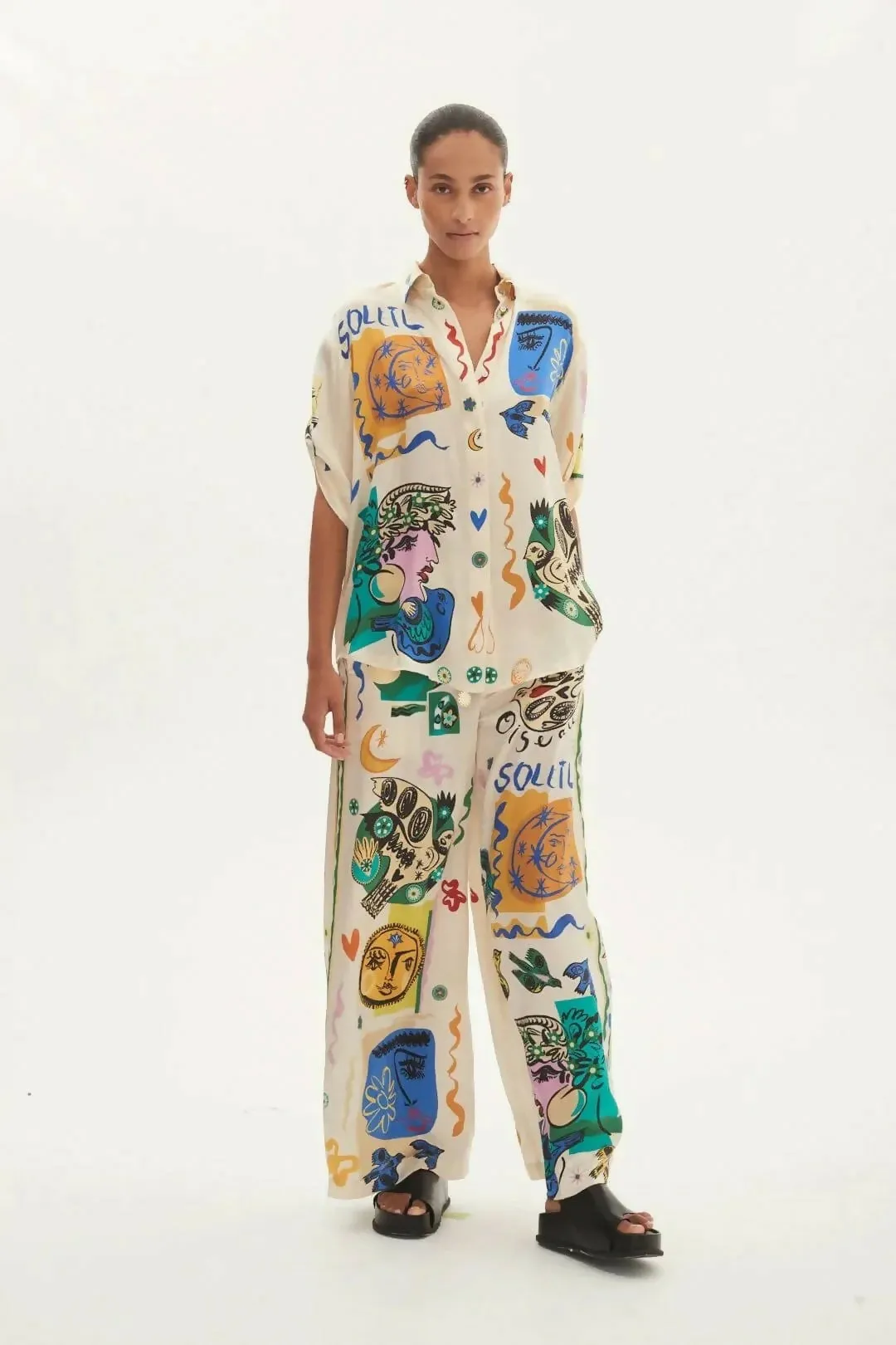 Alemais Soleil SIlk Shirt and Pant Set Print Size AU 14