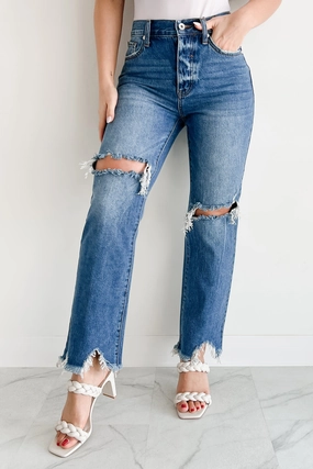 Alexandra Distressed Straight Leg Special A Jeans (Medium Dark) Alexandra Distressed Straight Leg Special A Jeans (Medium Dark)