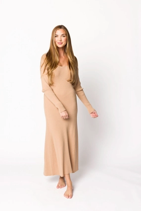 Alison Knit Sweater Maxi Dress in Almond Alison Knit Sweater Maxi Dress in Almond