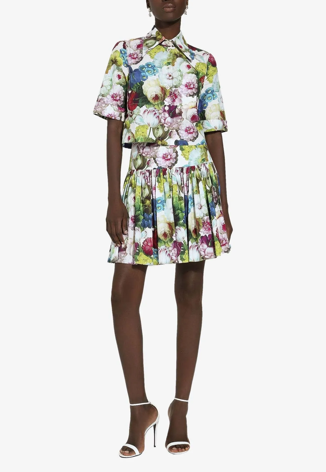 All-Over Floral Flared Skirt