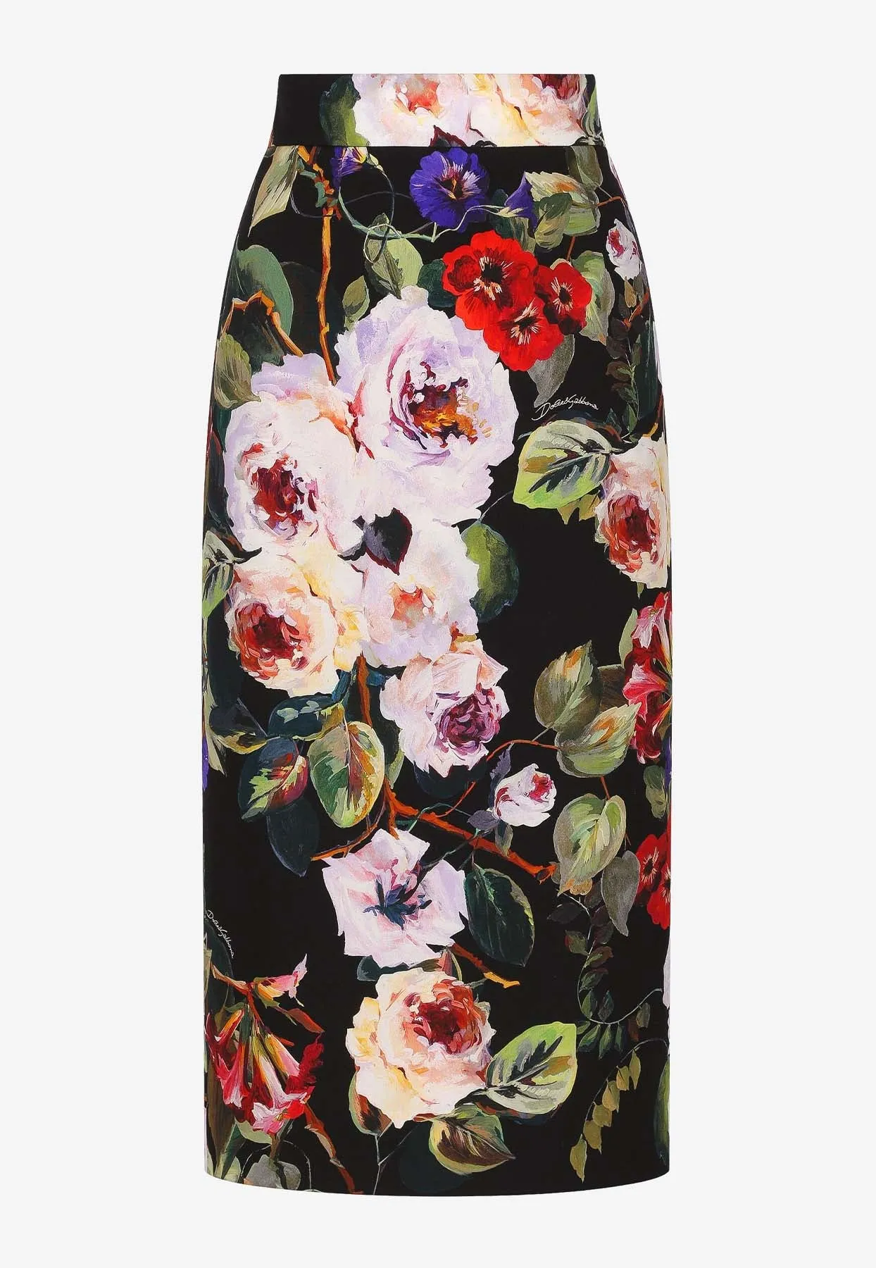 All-Over Floral-Patterned Midi Skirt