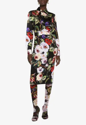 All-Over Floral-Patterned Midi Skirt