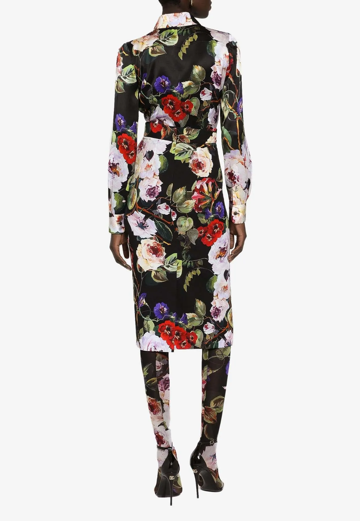 All-Over Floral-Patterned Midi Skirt