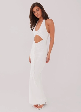 Allanna Frill Maxi Dress - White Allanna Frill Maxi Dress - White