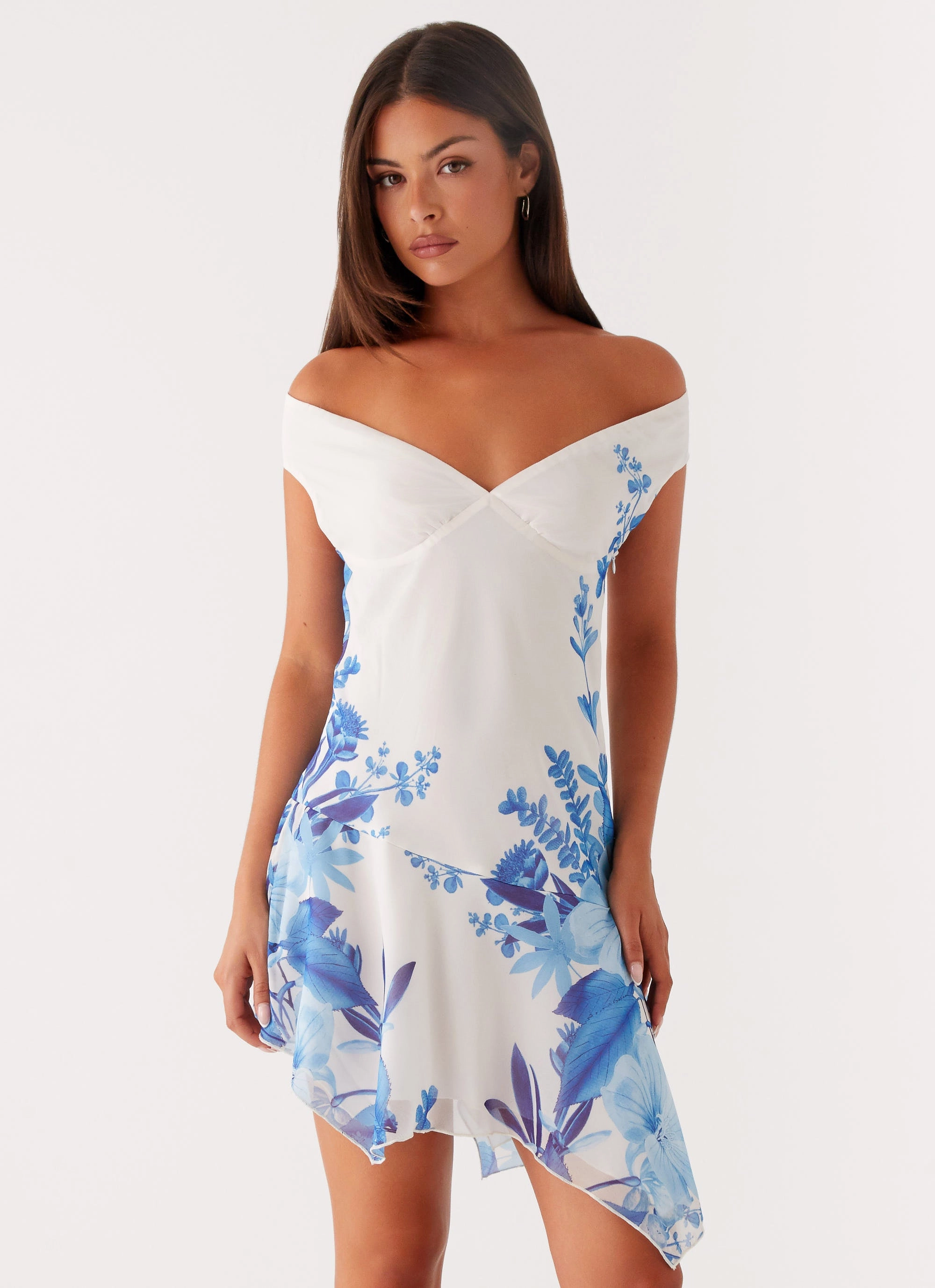 Alma Mini Dress - Blue Floral Print