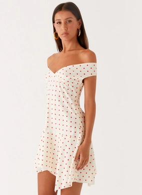 Alma Mini Dress - White Red Polka Dot Alma Mini Dress - White Red Polka Dot