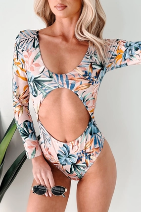 Already Sailing Away Cut-Out Long Sleeve Swimsuit (Pink Combo) Already Sailing Away Cut-Out Long Sleeve Swimsuit (Pink Combo)