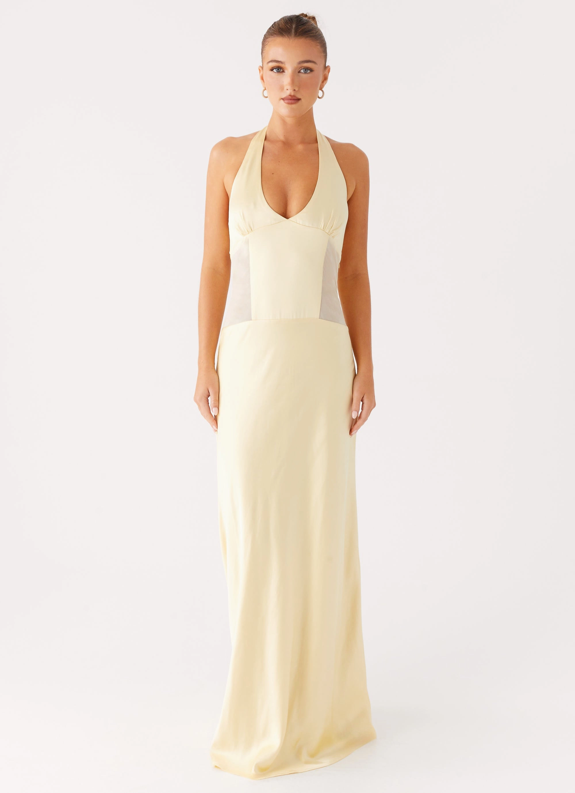 Ambre Mesh Panel Maxi Dress - Yellow