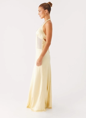 Ambre Mesh Panel Maxi Dress - Yellow Ambre Mesh Panel Maxi Dress - Yellow