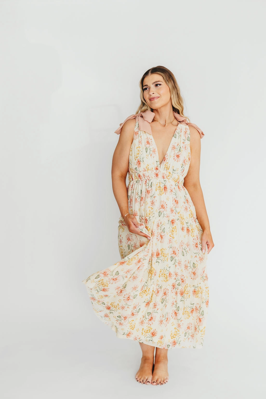 Ambrose Maxi Dress in Cream/Coral Floral *Final-Sale*