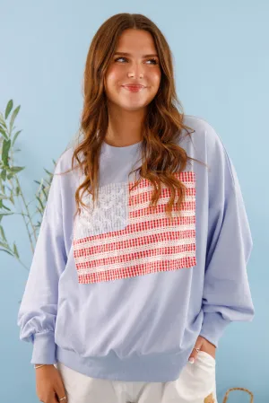 America's Sweetheart Pullover-Blue America's Sweetheart Pullover-Blue