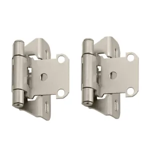 Amerock BP7566-G10 Satin Nickel 1/4" Overlay Self-Closing Partial Wrap Hinges