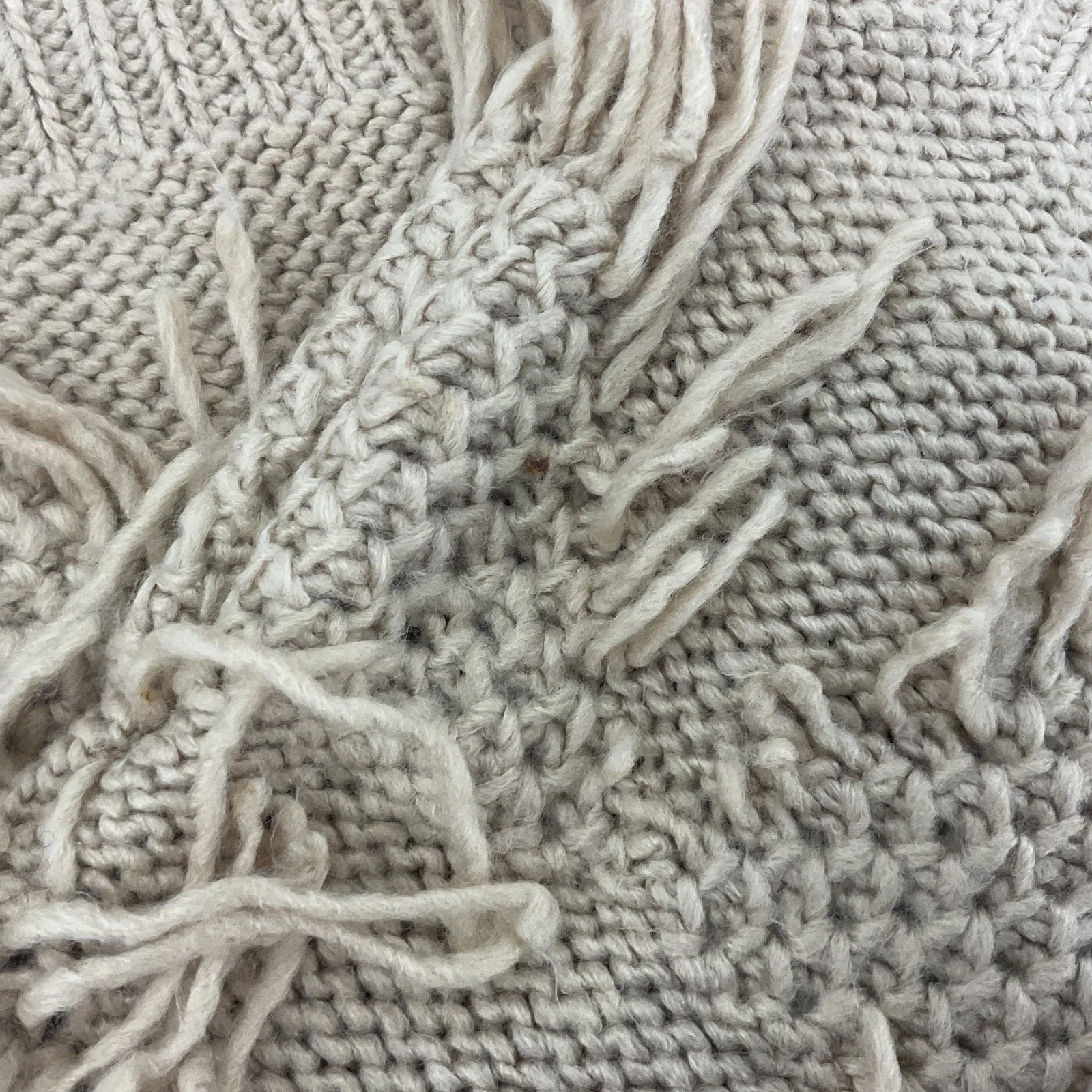 & Merci Beige Knit Fringe Turtleneck Pullover Sweater Acrylic Womens S Preowned