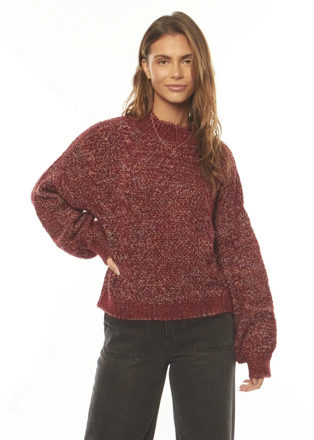 Amuse Society Ember Long Sleeve  Sweater - Blood Stone