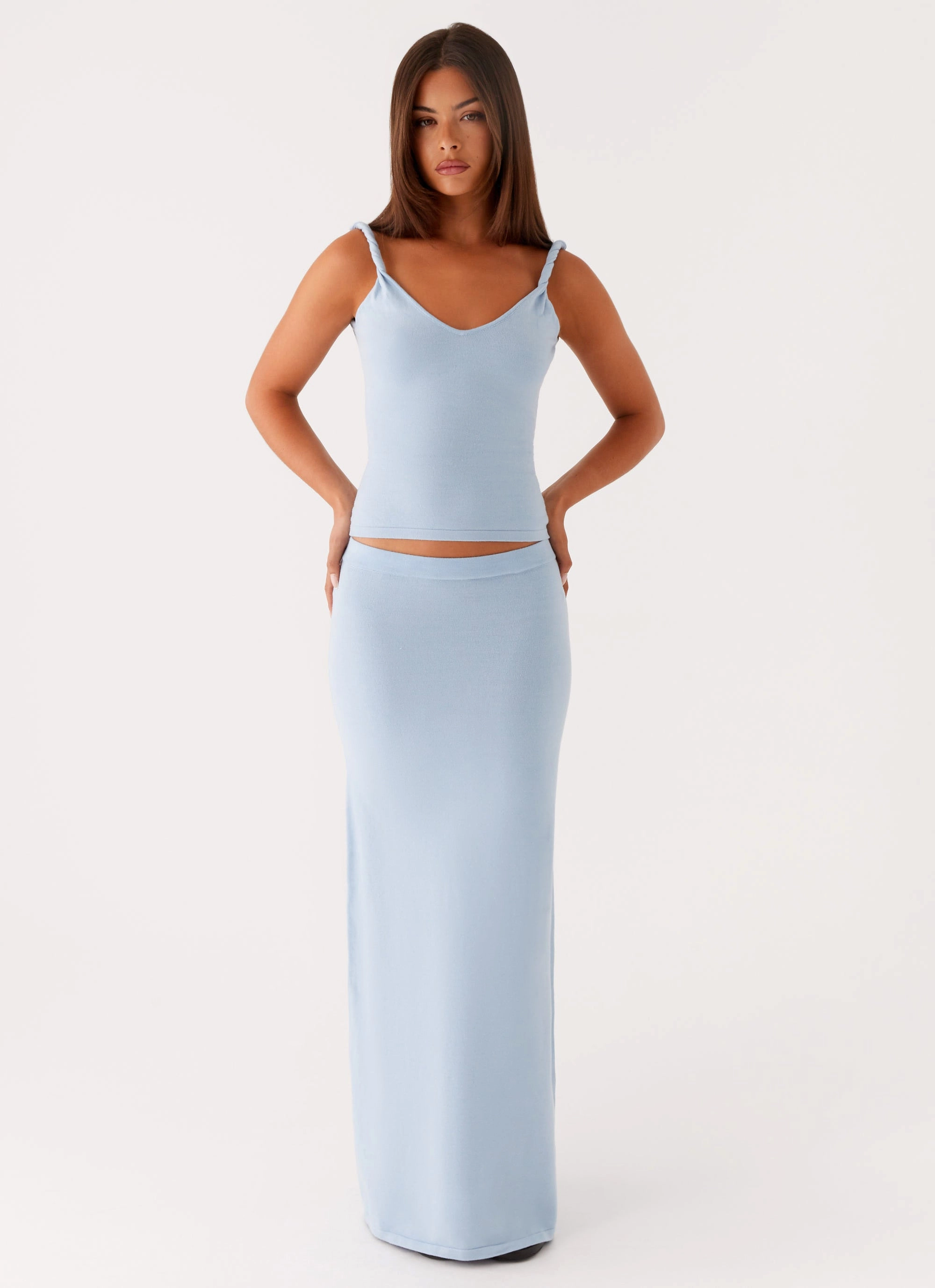 Anastasia Knit Maxi Skirt - Blue