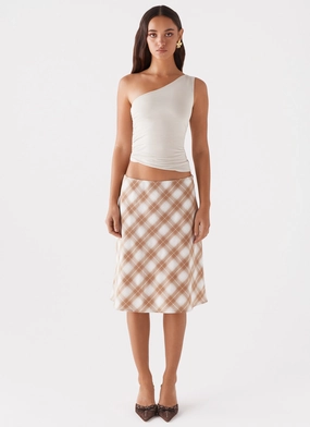 Andie Midi Skirt - Brown/White Plaid Andie Midi Skirt - Brown/White Plaid
