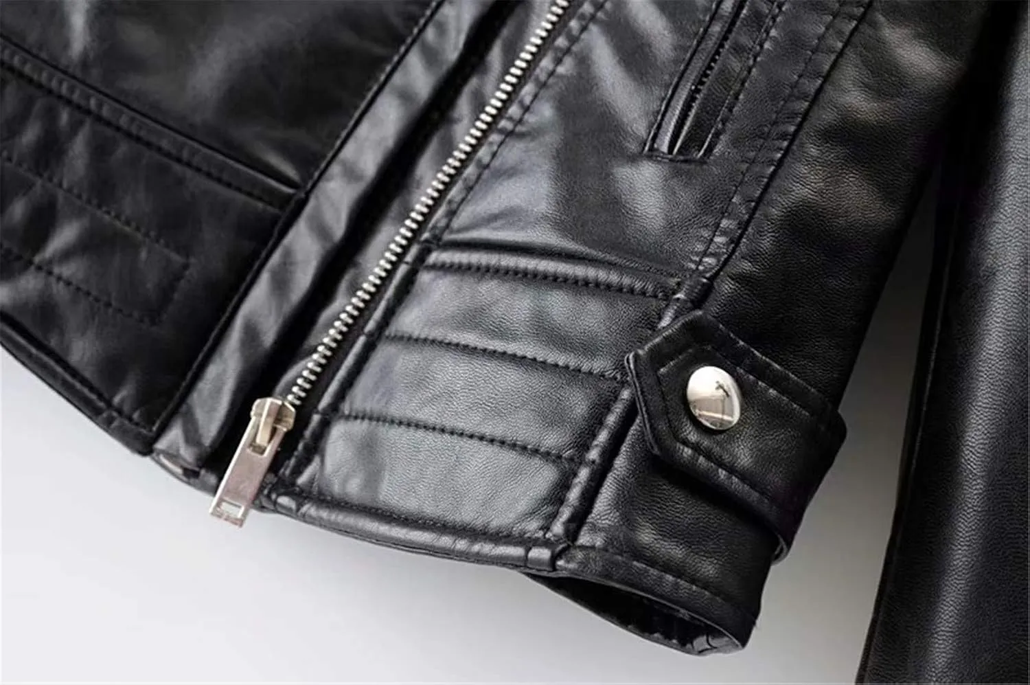 Andongnywell Ladies Motorcycle Leather Jackets Asymmetrical Slim PU Leather Outerwear Coat Moto Biker Jacket