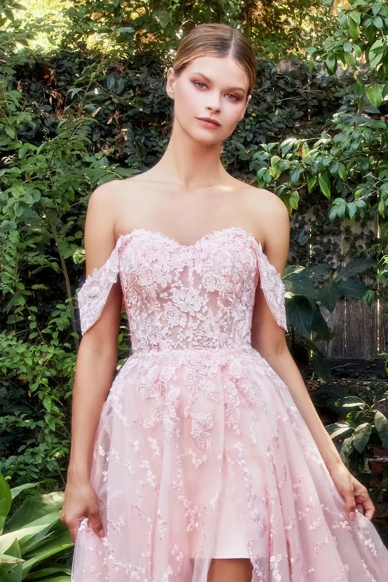 Andrea & Leo A1207 Off the Shoulder Bouquet Lace Prom Gown