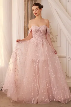 Andrea & Leo A1207 Off the Shoulder Bouquet Lace Prom Gown