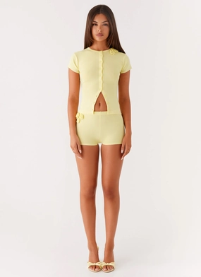 Angela Button Up Knit Top - Yellow Angela Button Up Knit Top - Yellow