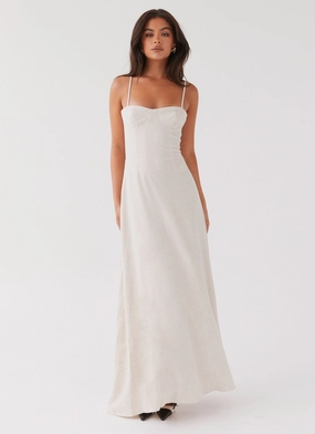 Angelina Linen Maxi Dress - Oatmeal Angelina Linen Maxi Dress - Oatmeal