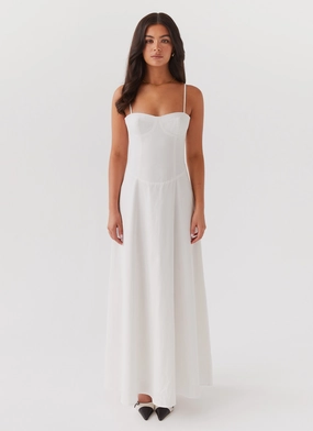 Angelina Linen Maxi Dress - White Angelina Linen Maxi Dress - White