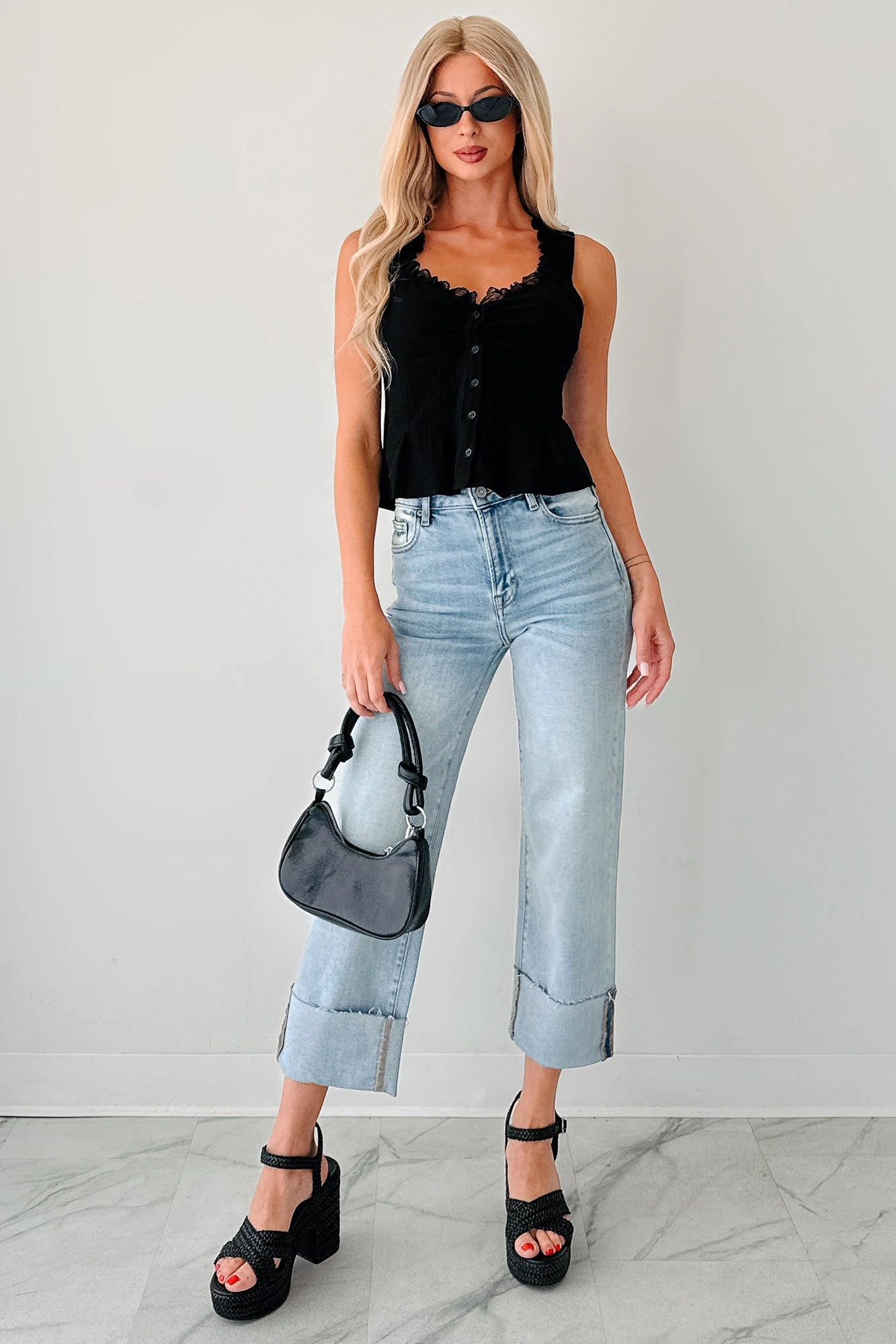 Angelo Cuffed Wide Leg Hidden Jeans (Vintage Light)